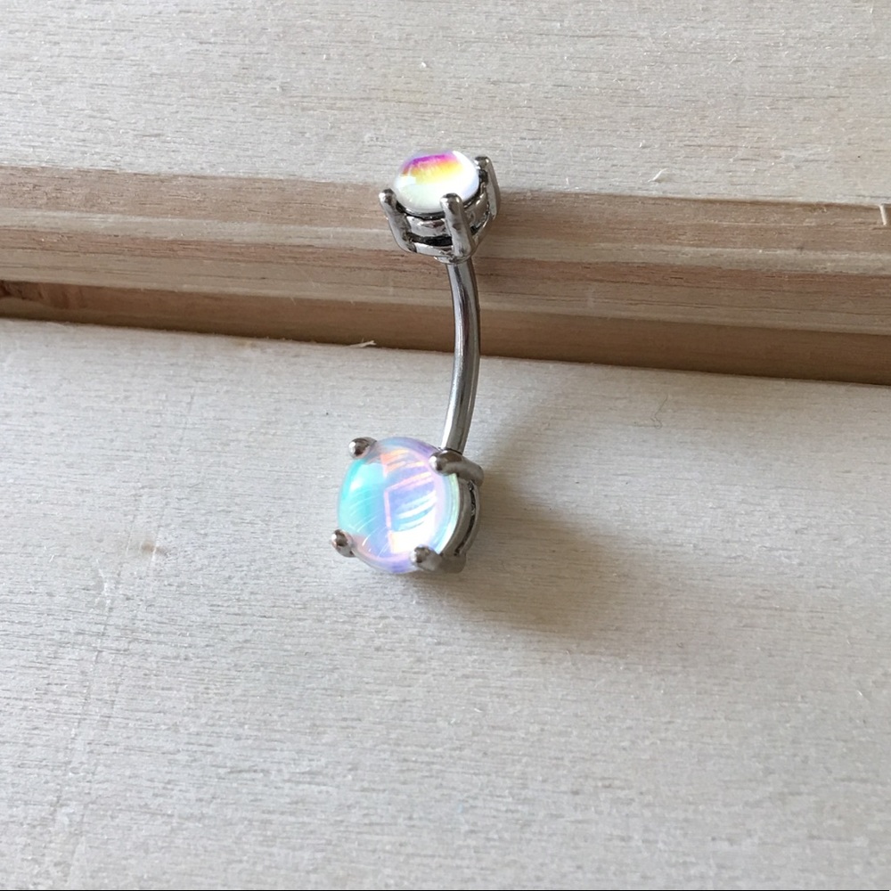 Holo Prong Belly Button Ring - Picture 2 of 2